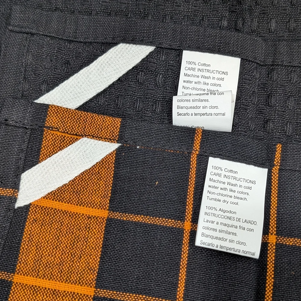 Halloween Kitchen Towels, Black & Orange, Cute Ghost Applique